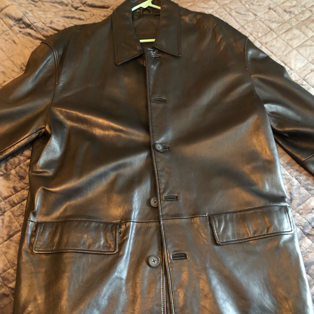 Men’s lamb skin leather jacket black (large)